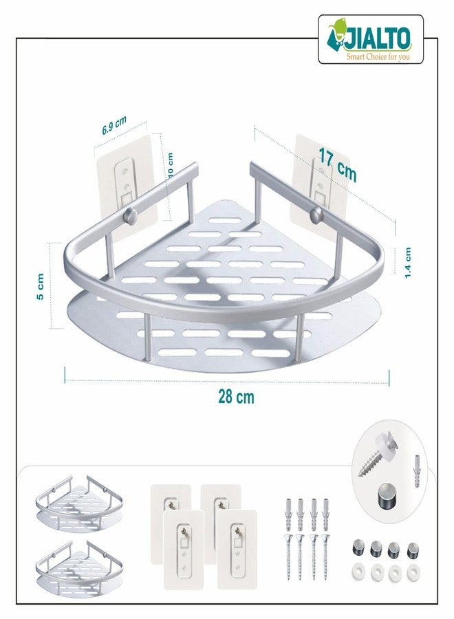 JIALTO Aluminum Bathroom Shelf for Wall- Gold Wall Mounted Bathroom Organizer Rack, Adhesive No Drill Bathroom Shelf for Shampoo, Soap & Accessories, Large Capacity Bathroom Storage Rack (1 Pc) - Image 2