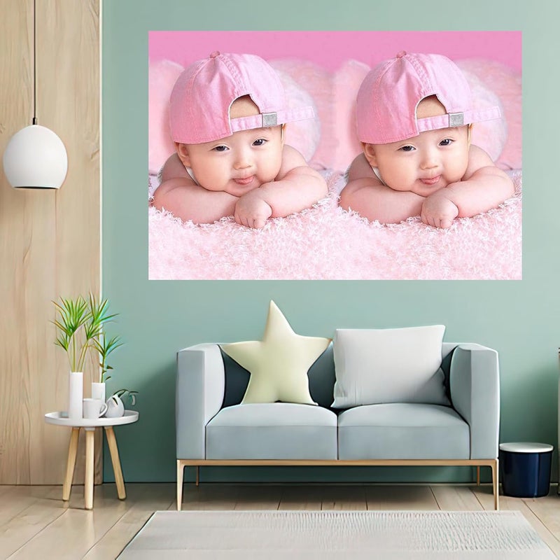 wallpics wallpics Twins Smiling Baby Wall Poster SelfAdhesive HD Room Decor New Born Baby Design for Pregnant Women tj58 - Image 5