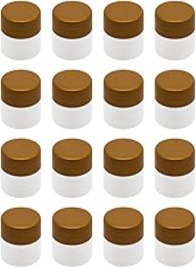 Artistic Art 20 Pieces Glitter White Plastic Jar (20ml) - Plastic Lid Gold - High Quality Healthy Refill Empty Plastic Storage Jar for Empty Round Tins Storage Jars -
