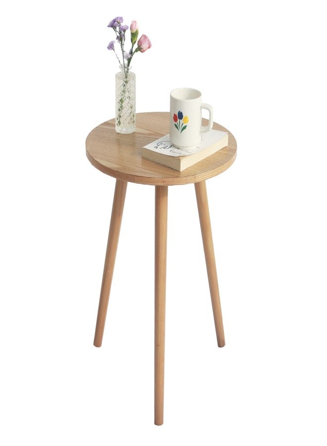 AWASEN Side Table Round, Small Accent Table Nightstand Modern End Table for Living Room Bedroom Office Small Spaces, 16''D x 19.5''H(Natural Walnut) - Image 1