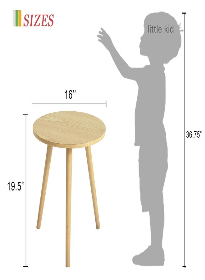AWASEN Side Table Round, Small Accent Table Nightstand Modern End Table for Living Room Bedroom Office Small Spaces, 16''D x 19.5''H(Natural Walnut) - Image 3