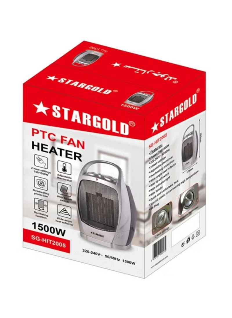Stargold 1500W Portable Electric PTC Fan Room Heater – Fast Heating for Bedroom, Office, Living Room, Energy-Efficient Ceramic Fan Heater with Adjustable Heat Settings, Compact & Safe Design  - Image 2