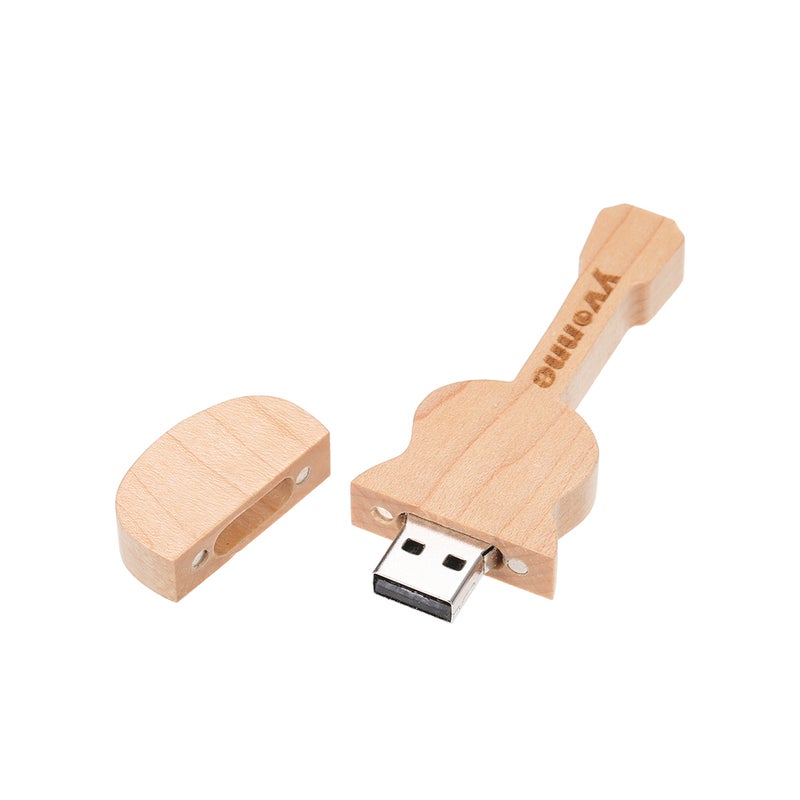 محرك ذاكرة USB الخشبي من إيفون (Yvonne) بهندسة القيثار، سعة 64 جيجا بايت، هدية مثالية - Image 3