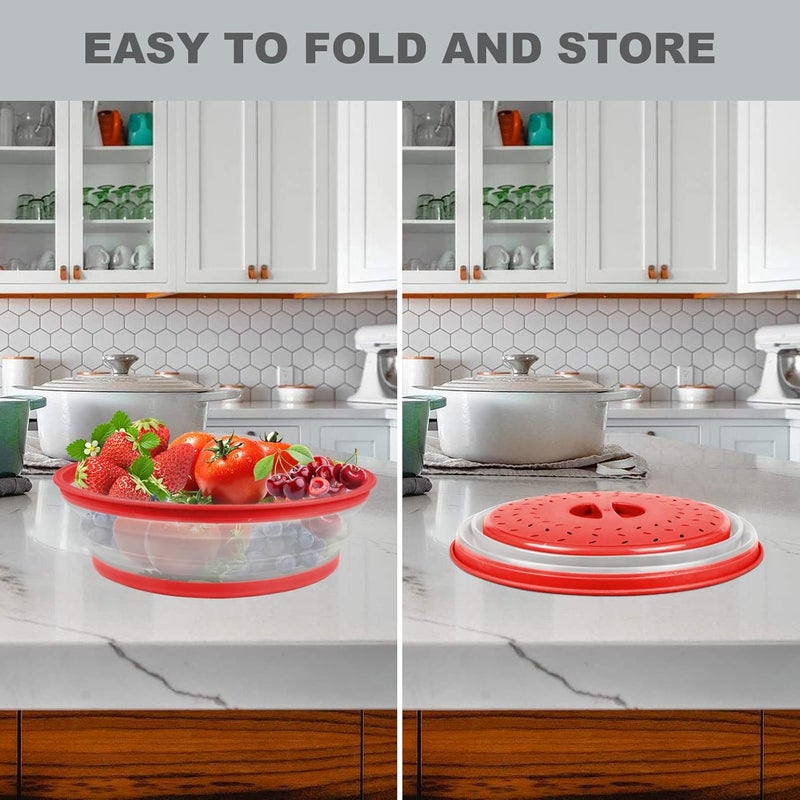 AIDACOM 2 in 1, Microwave Mat & Food Cover- Mat as Bowl Holder, Cover for Splatter Guard, Multi-use: Silicone Trivet, Pot Holders, Drying, Baking, Place Mat, Utensils Rest for Kitchen Counter, Red - Image 5