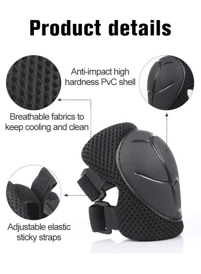 PYC 7 Pcs Multi-Sport Protective Gear Set with Adjustable Helmet Knee and Elbow Pads Wrist Guards fit for Multi Sports Scooter, Skateboarding, Biking, Roller Skating Black - Image 3