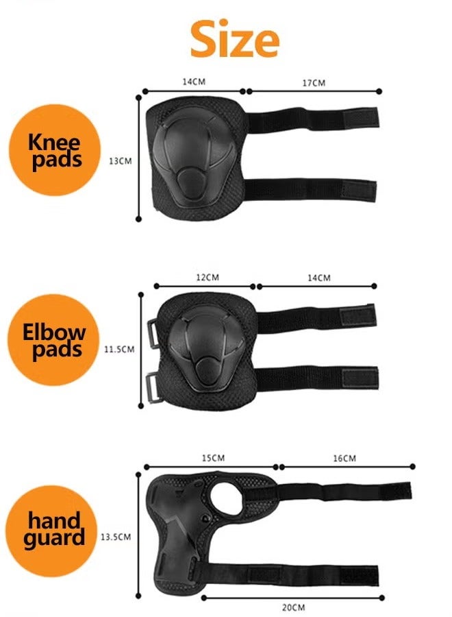 PYC 7 Pcs Multi-Sport Protective Gear Set with Adjustable Helmet Knee and Elbow Pads Wrist Guards fit for Multi Sports Scooter, Skateboarding, Biking, Roller Skating Black - Image 5