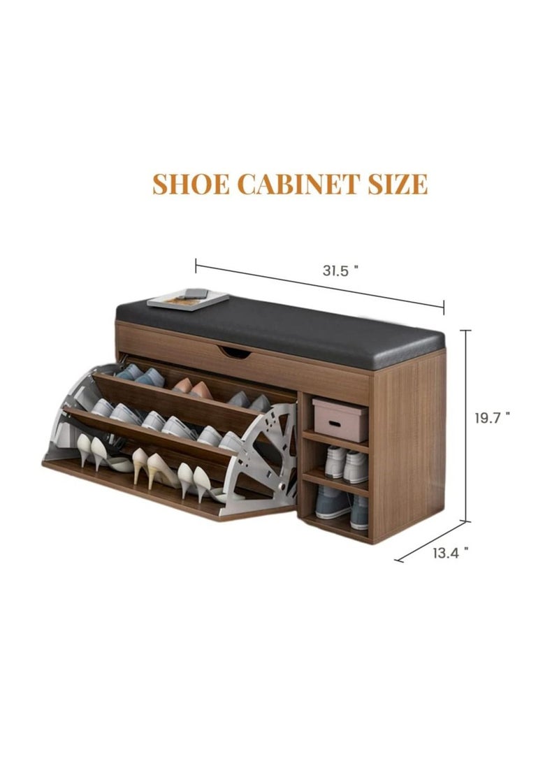 Arabest - Shoe Cabinet Shoe Rack for Entryway with Sitting Stool Shoe Storage Cabinet for Entryway Shoe Rack Three-Tier Shoe Cabinet Suitable for Home and Apartment - Image 1