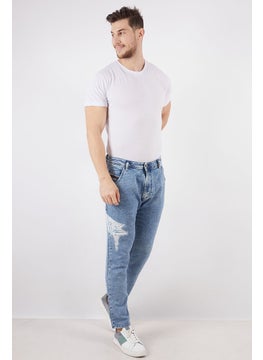 DIESEL Men Krooley-T Stretch Fit Five Pocket Rip Jeans, Washed Blue  - Image 2