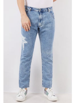 DIESEL Men Krooley-T Stretch Fit Five Pocket Rip Jeans, Washed Blue  - Image 1