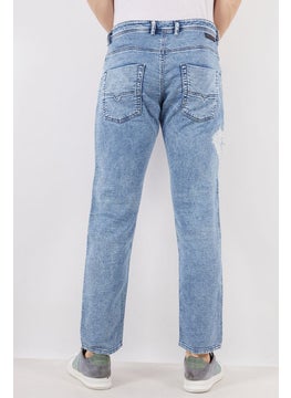 DIESEL Men Krooley-T Stretch Fit Five Pocket Rip Jeans, Washed Blue  - Image 4