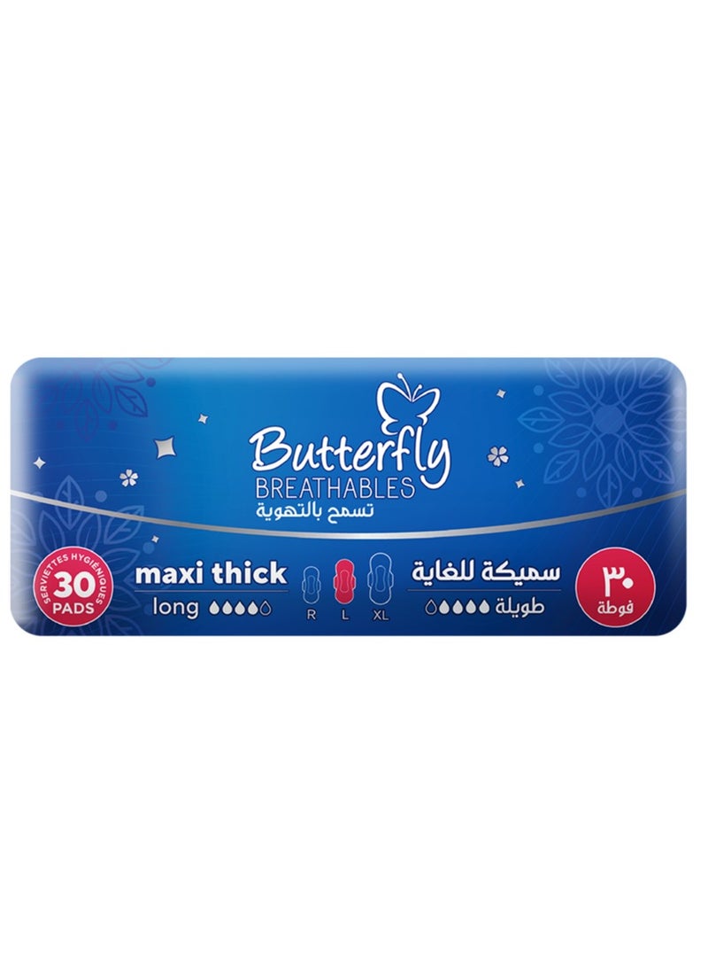BUTTERFLY Butterfly Breathables Maxi Thick Dry Sanitary Pads Long Trio - Count 30  - Image 3