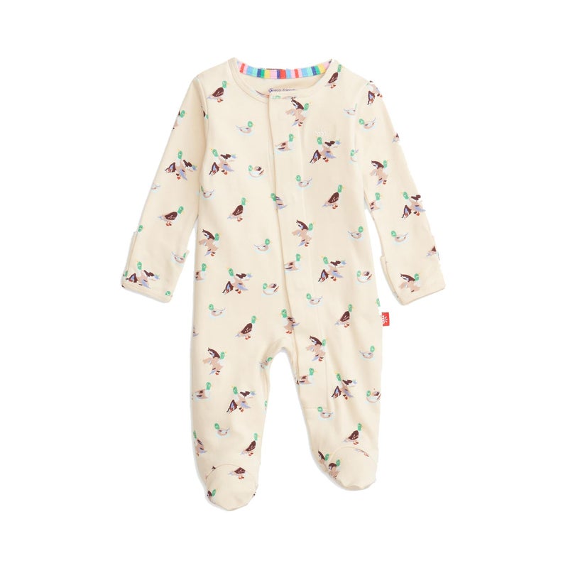 Magnetic Me 100% Organic Cotton Magnetic Baby Footie Pajamas | Super Soft Cotton Fabric | Quack Me Up | 0-3 Months - Image 1