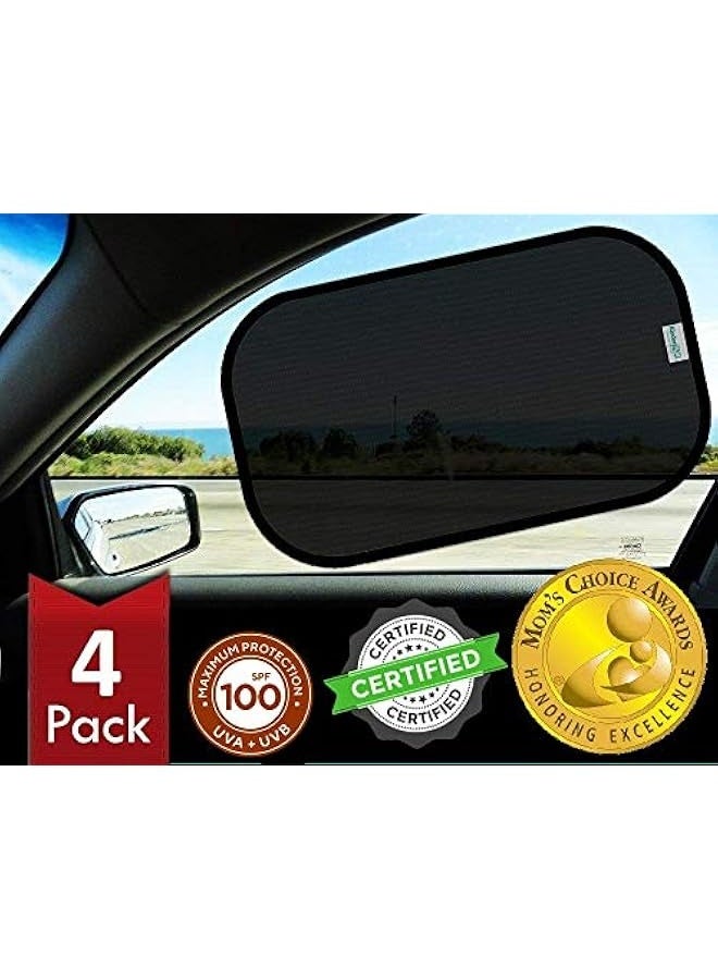 Car Side Window Sun Shade for Baby (4 Pack)- The Only Certified Sunshade Proven to Block over 99% UV Rays 100 SPF for Maximum Sun Protection for Kids & Pets easy fit on cars, truck, SUV - Image 1