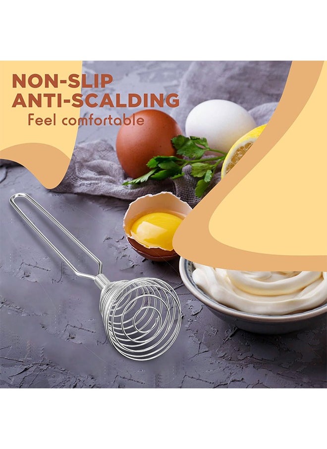 HY - 2 Pieces Stainless Steel Spring Whisk, 8.46 Inches Egg Whisk Hand Push Whisk Blender French Style Whisk Wire Whisk for Egg Beater Kitchen Utensil for Blending Whisking Beating and Stirring - Image 1