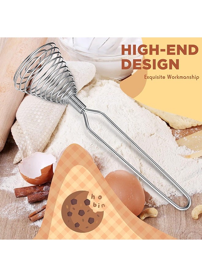 HY - 2 Pieces Stainless Steel Spring Whisk, 8.46 Inches Egg Whisk Hand Push Whisk Blender French Style Whisk Wire Whisk for Egg Beater Kitchen Utensil for Blending Whisking Beating and Stirring - Image 1