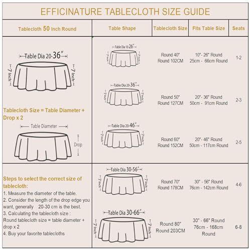 EFFICINATURE كفاءة جولة المائدة المائدة باللون الأحمر الصغير جاكار 50 بوصة طاولة الملابس حتى 36 "" طاولات ديا مقاومة للماء قابلة للغسل طاولة النسيج ناعمة غطاء المطبخ ديكور طاولة طاولة القهوة - Image 4