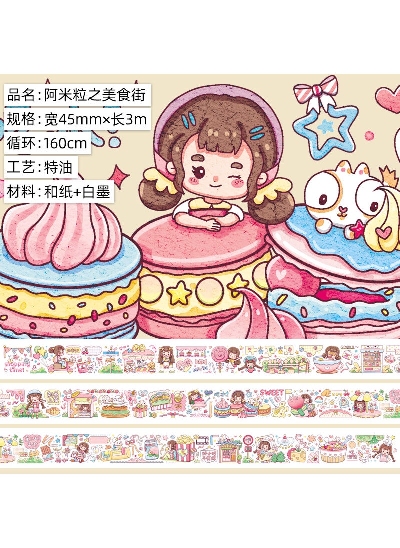 Generic - Cute Cartoon Girl Washi Tape Set Rice Grain Food Street. And paper. Special oil 3m - Image 1