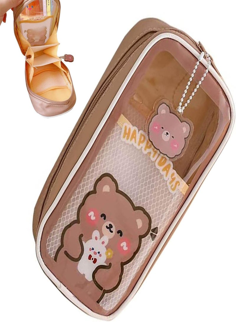 GGOOT Pencil Case, Cute Pencil Case Aesthetic for Girls, Pencil Case Student Pencil Pouch, Large Capacity Pen Pencil Pouch Durable Bag, Coin Pouch Cosmetic Bag Office Stationery Organizer  - Image 1