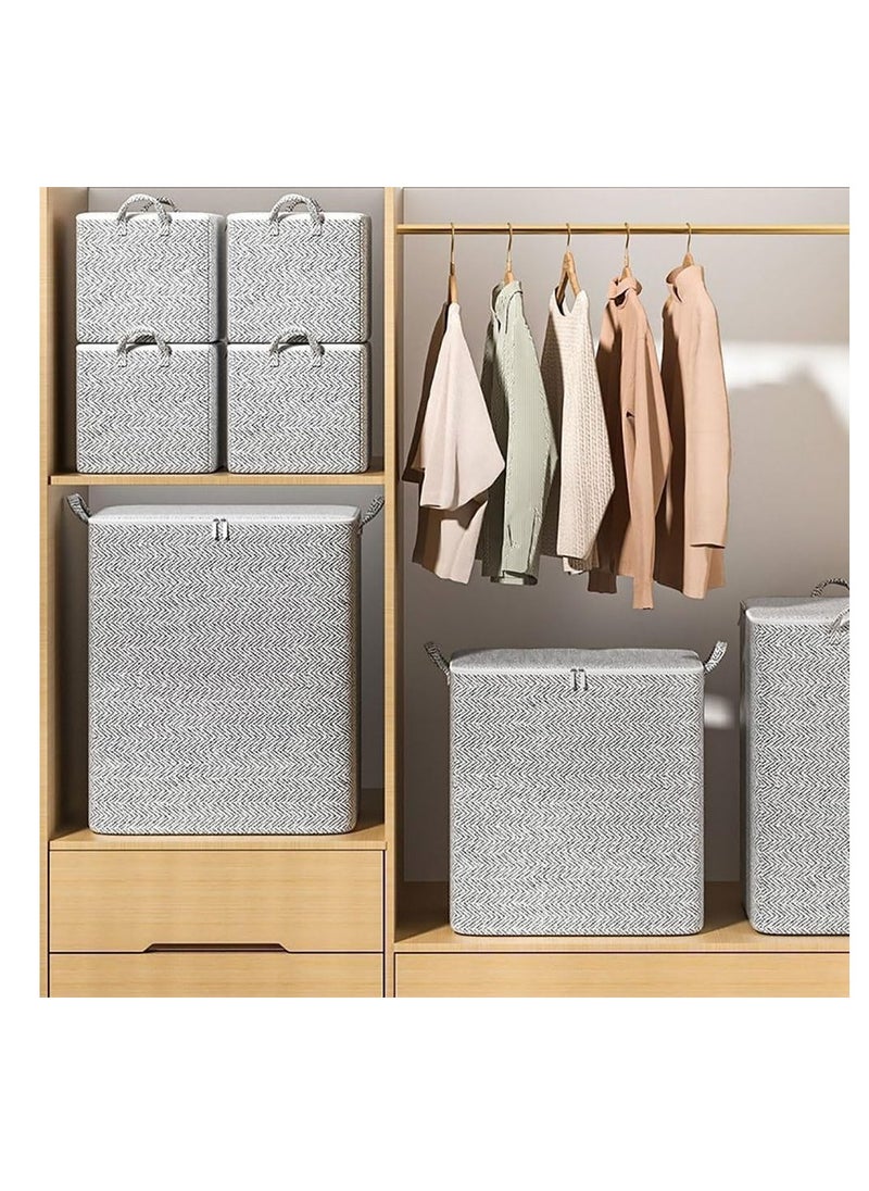 CityRiya-Long Fabric Storage Boxes, 2 Pcs Foldable Nonwoven Storage Bags with Zipper and Handles for Clothing Blanket Bedding, Large Capacity Washable Clothes Storage Bins for Closet Wardrobe (Grey, 220L)  - Image 3