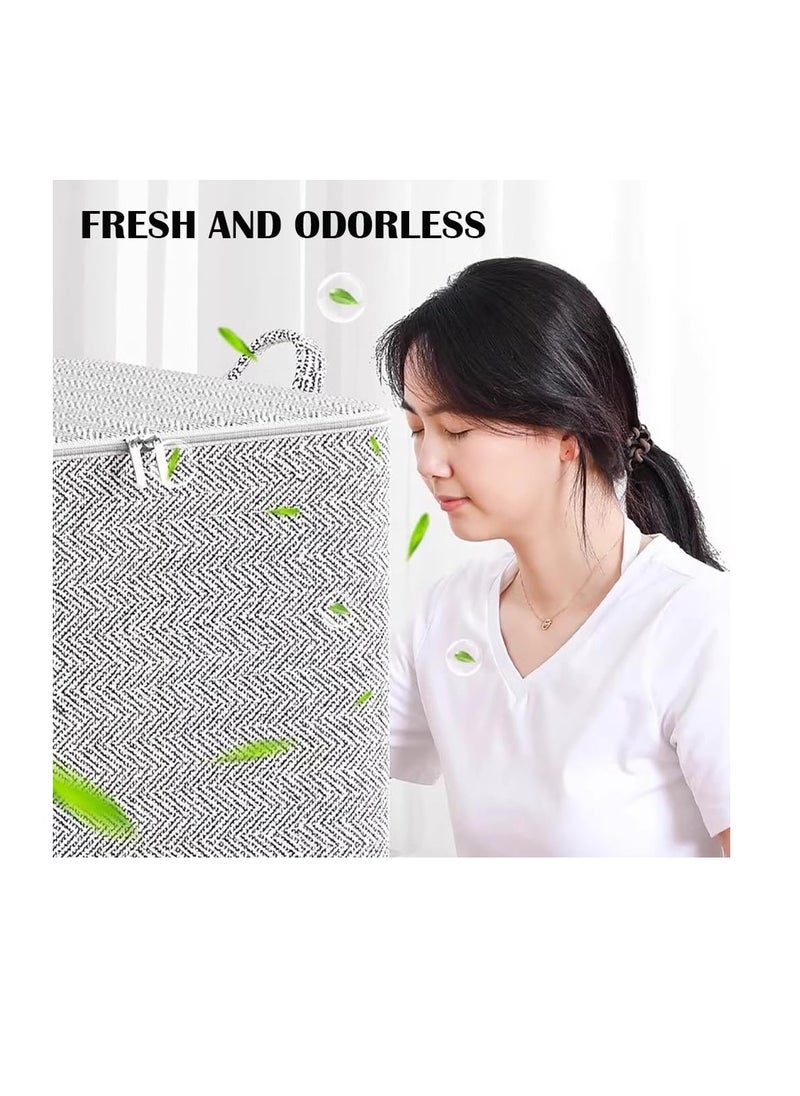 CityRiya-Long Fabric Storage Boxes, 2 Pcs Foldable Nonwoven Storage Bags with Zipper and Handles for Clothing Blanket Bedding, Large Capacity Washable Clothes Storage Bins for Closet Wardrobe (Grey, 220L)  - Image 5