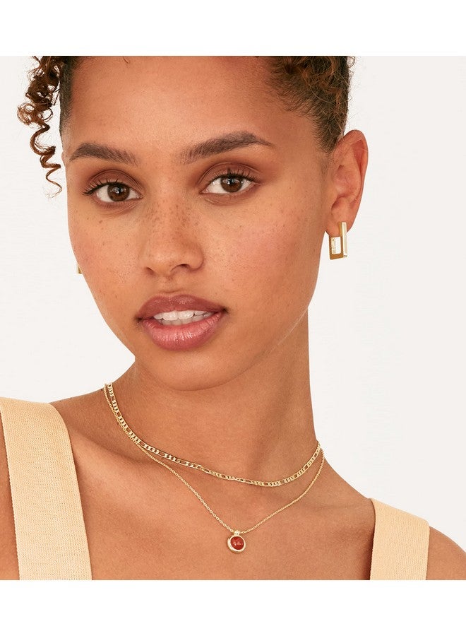 PAVOI PAVOI 14K Yellow Gold Plated 925 Sterling Silver Post Square Hoop Earrings | Geometric Rectangle Gold Hoop Earrings for Women  - Image 4