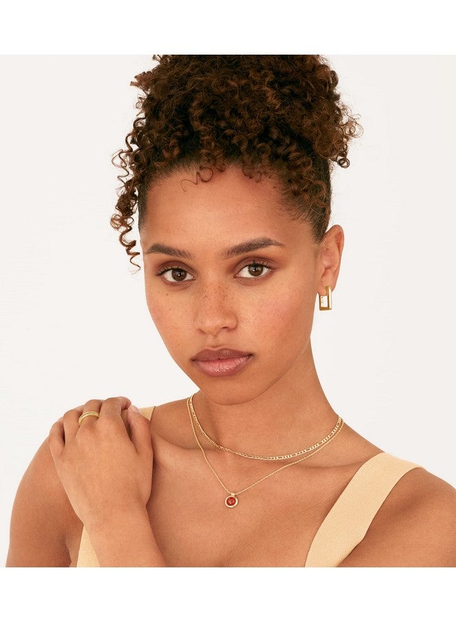 PAVOI PAVOI 14K Yellow Gold Plated 925 Sterling Silver Post Square Hoop Earrings | Geometric Rectangle Gold Hoop Earrings for Women  - Image 5