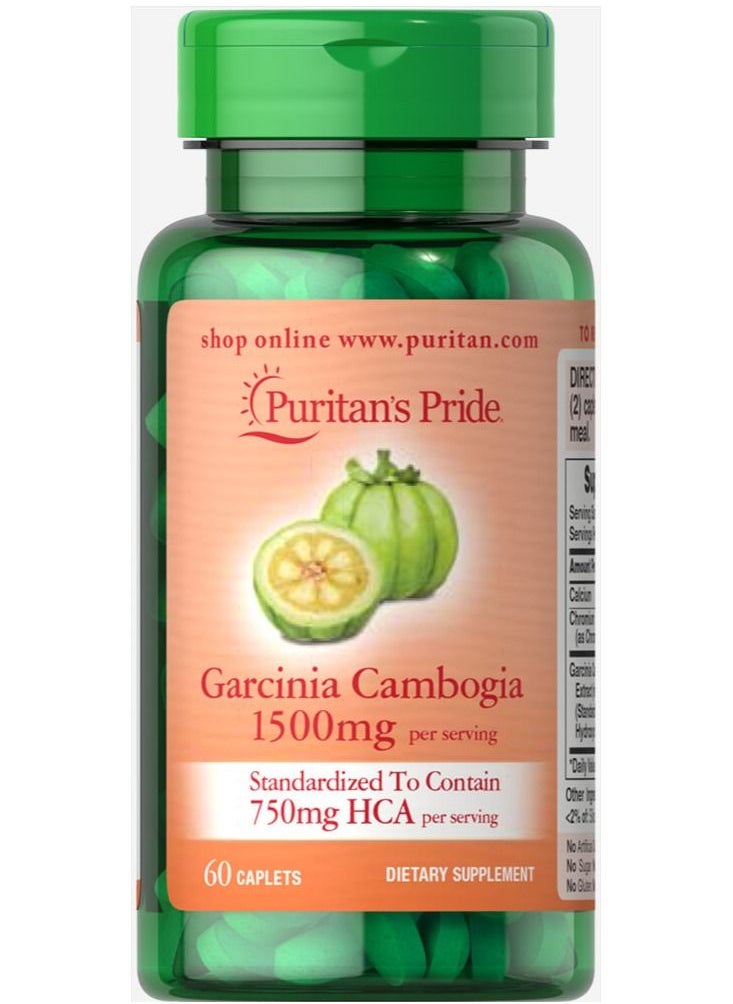 Puritan's Pride - Garcinia Cambogia 1500mg per serving 60 caplets standardized 750mg HCA per serving - Image 1