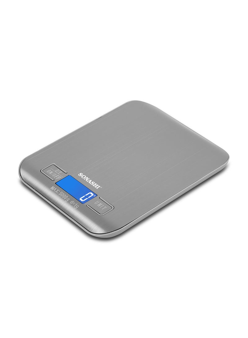SONASHI Digital Kitchen Scale 5Kg/11Lb with LCD Display, High Precision Sensor, 1g Graduation, Unit Conversion g/oz/ml/lb, Overload Indicator, AAA Battery Included SKS-012 - Image 1
