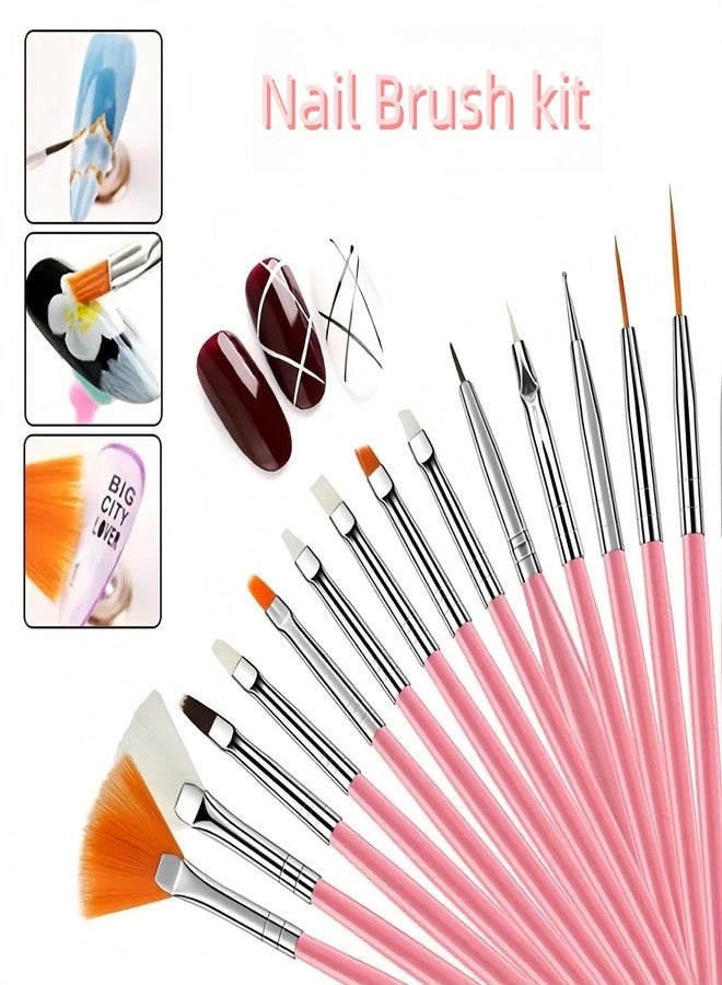 HomTop Nail Art Tools Set - 15 Nail Art Brushes + 5 Dotting Pens with Nail Stand Holder - Professional Nail Design Kit for DIY Manicure & Salon Use - Image 2