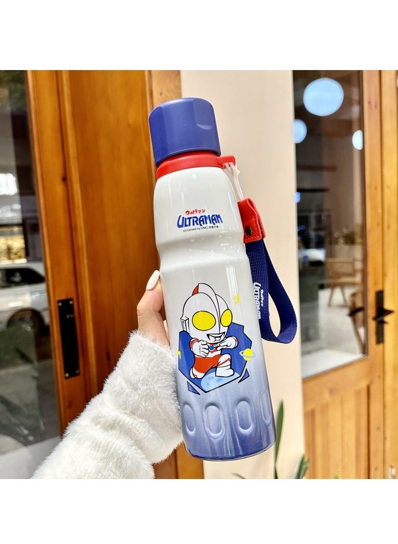 xozgdovg Ultraman Thermos cup Large capacity straw water cup 520ml white Ultraman