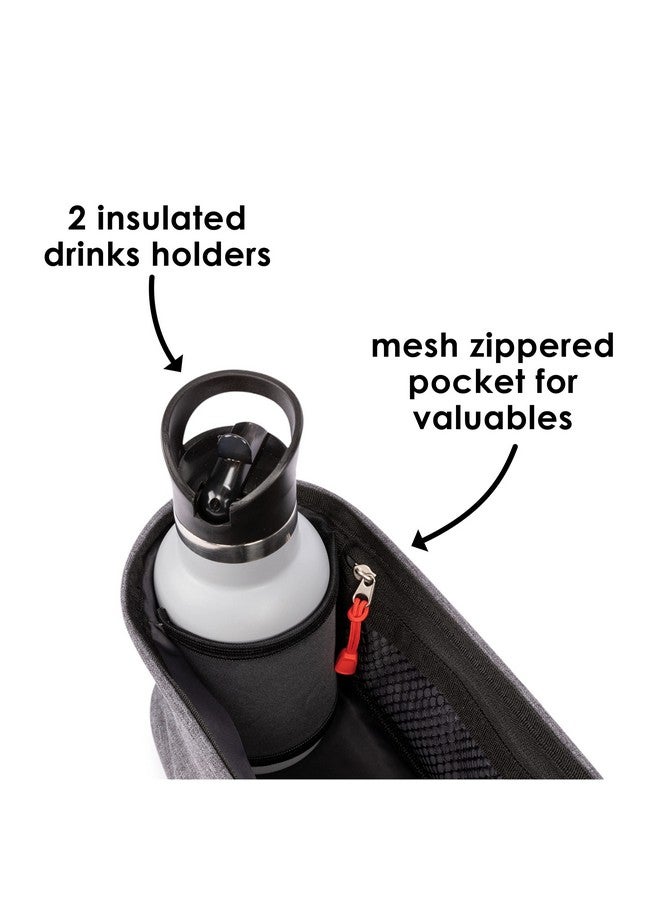 Diono Buggy Buddy Universal Stroller Organizer with Cup Holders, Secure Attachment, Zippered Pockets, Safe & Secure, Gray - Image 4