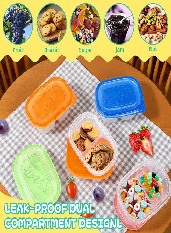 ISUSSER 50Pcs Reusable Snack Pack Containers, Double Compartment Condiment Containers with Lids, Disposable Snack Box Container for School and Work - Image 4