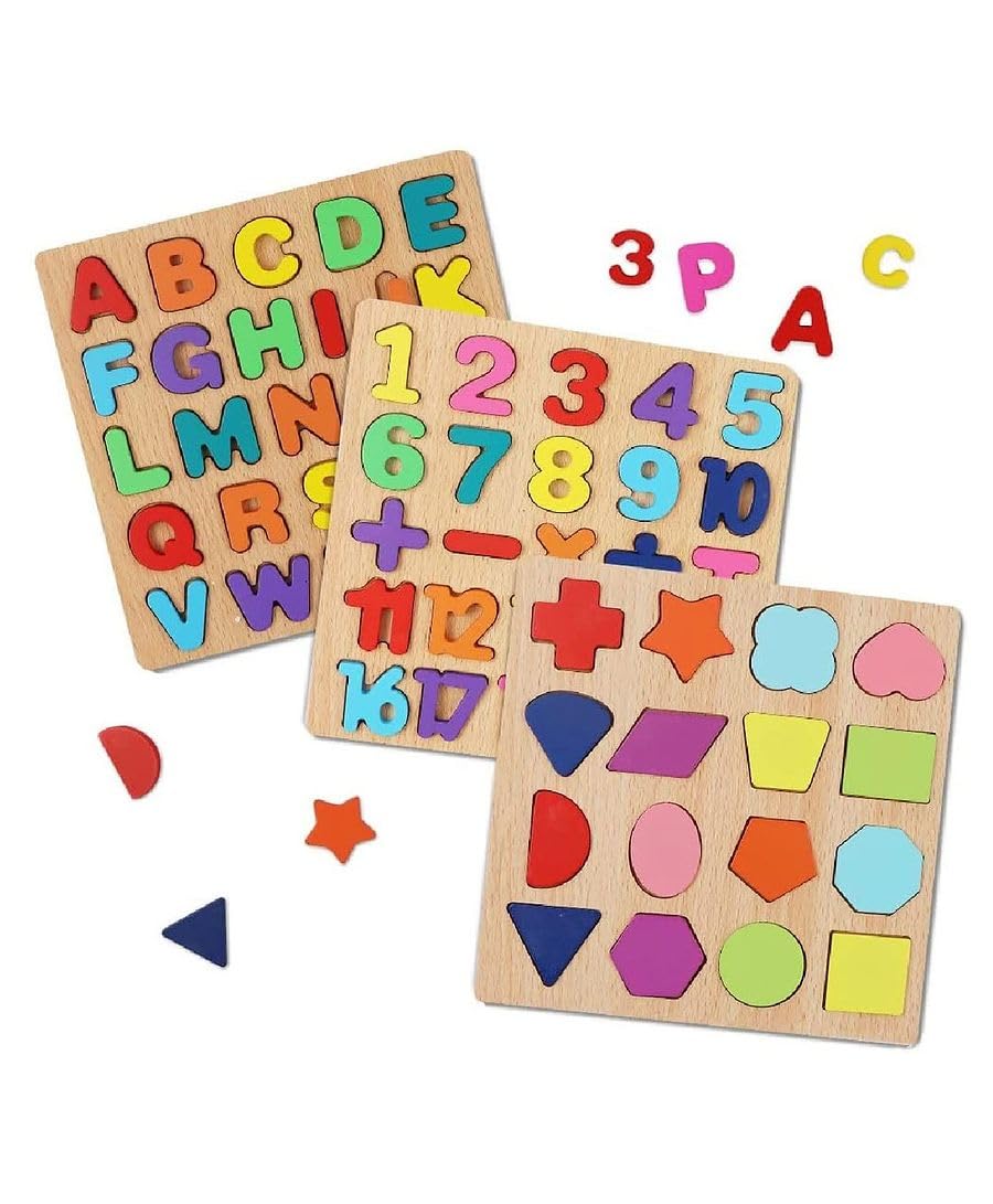Toplu Wooden Learning Educational ABCD Board for Kids, 3 Pack ...