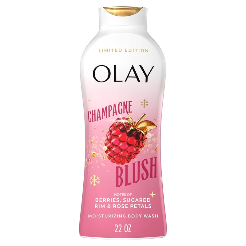 Olay Body Wash for Women Hydrating Moisturizing Holiday Edition With Plant Based Cleansers B3 Complex For All Skin Types Champagne Blush with Berries Sugared Rim Rose Petals Scent 22 fl oz - Image 1