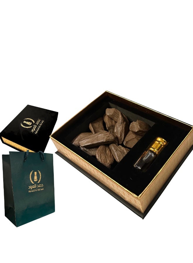 HASD-OUD Al-Shumookh Gifting Box | Luxury Black Leather Gift Box | Oud Maroki Ounce | Quarter Tola Oud Oil Blend - Image 4