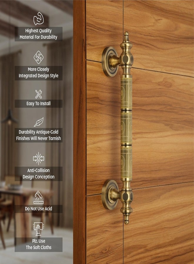 LAPO 12 Inch Full Brass Main Door Handle, Door Handles for Main Door, Pull Handles for All The Doors of House, Office, Hotels-Pack of 1 | Antique Finish | 3 Years Warranty S -08 - Image 3