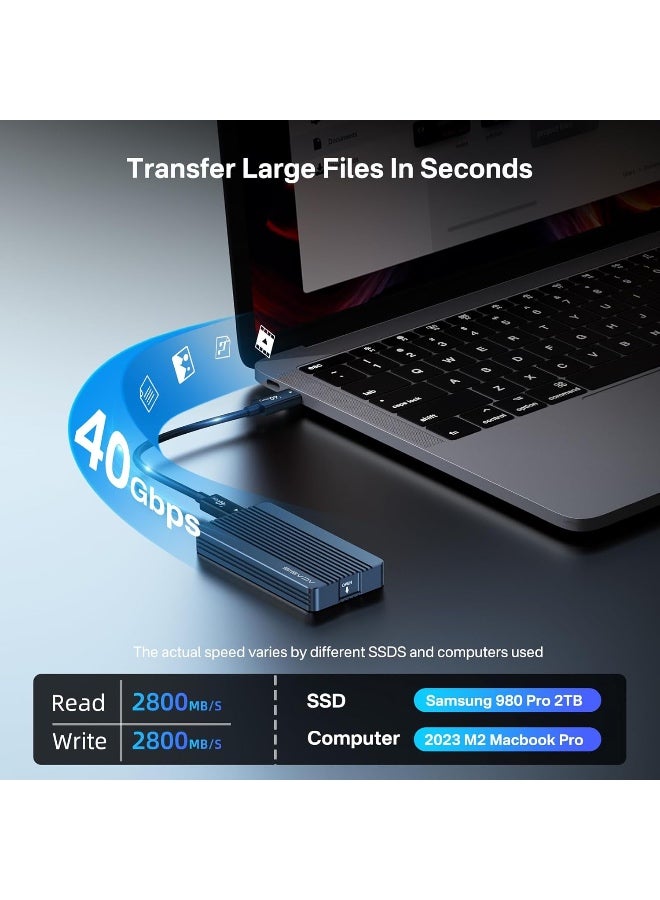 Acasis 40Gbps M.2 NVMe SSD Enclosure for Thunderbolt 4/3/USB4, Compatible with USB4/USB3.2/3.1/3.0/2.0, M.2 Enclosure Support 2280/2260/2242/2230 SSDs for M1/M2 Pro/Max - Image 2