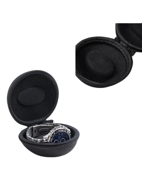 Single zippered case with filled round portable case for watches and smartwatches