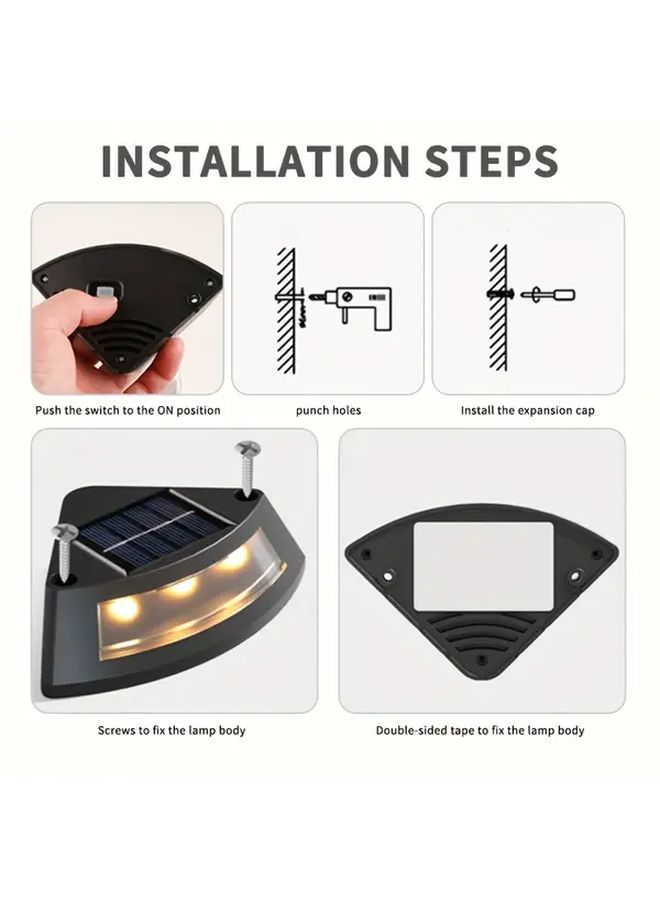 4Pcs Solar Step Light Warm Light for Staircase Patio Garden Walkway Ambience - Image 5