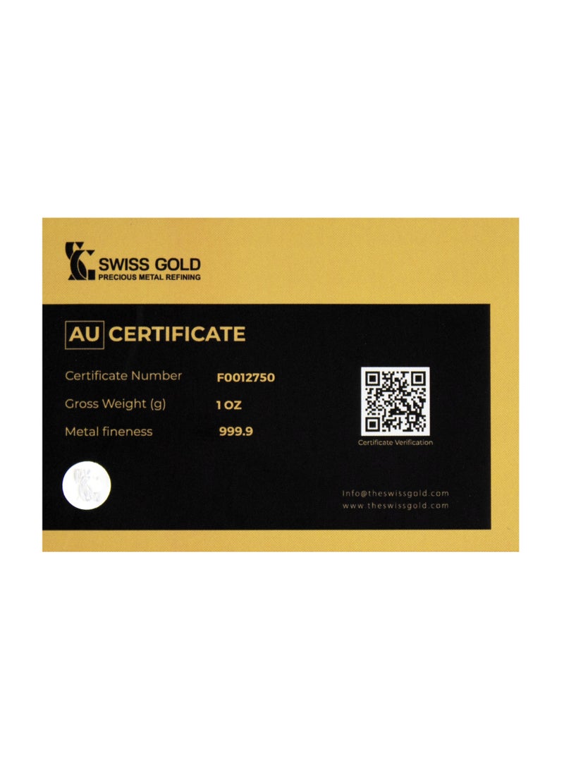 Swiss gold - 999.9 SwissGold Minted Bar 24KT - 1 Ounce - Image 1