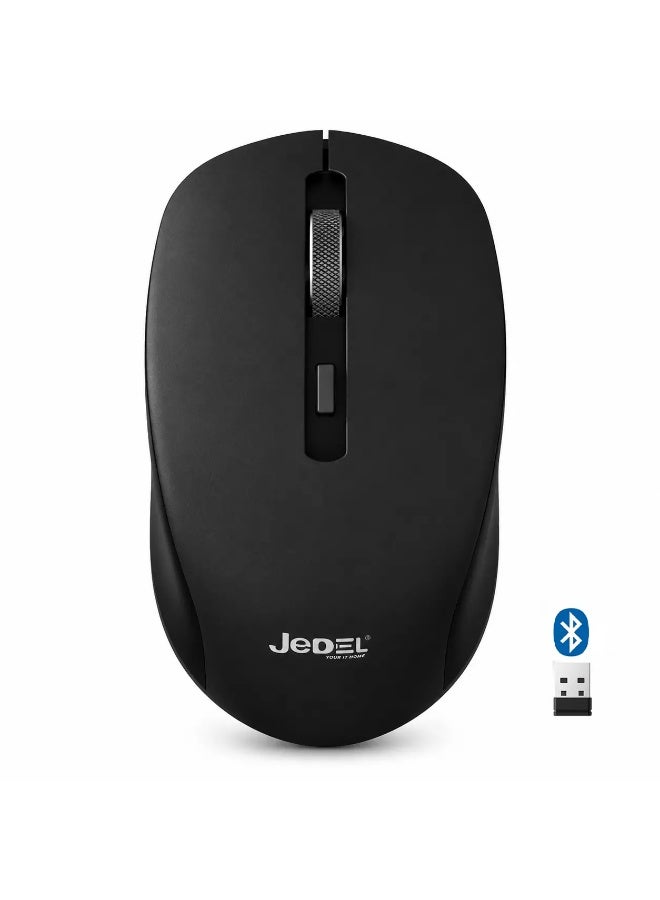جي ديل ماوس لاسلكي WD156 بنقرات صامتة - ماوس قابل لإعادة الشحن بتقنية البلوتوث و2.4 جيجاهرتز، دقة 1600 نقطة في البوصة، بطارية 300 مللي أمبير، 4 أزرار (أسود) - Image 1