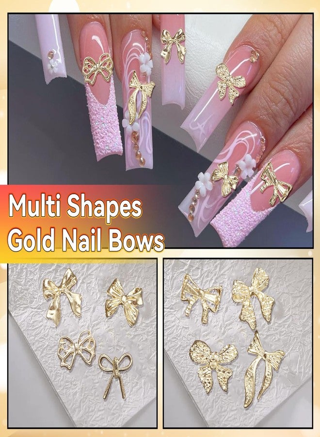Uotey 40 Pcs Metal Bows Nail Charms, Alloy Nail Bows Charm 3D Golden Bowknots Charms for Nails, Assorted Luxury Shiny Bow Tie Nails Gems Charm Nail Art Accessories - Image 5