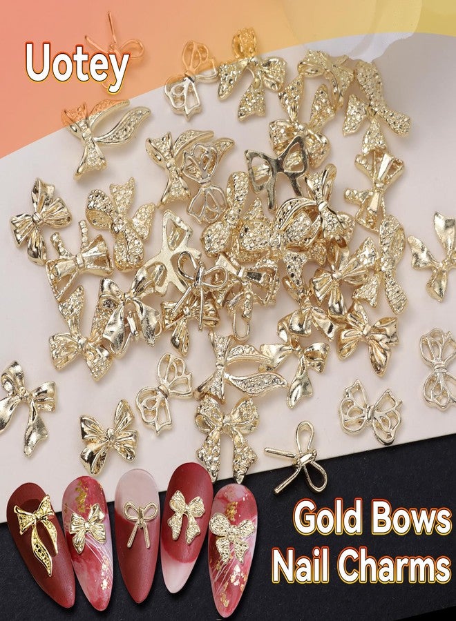 Uotey 40 Pcs Metal Bows Nail Charms, Alloy Nail Bows Charm 3D Golden Bowknots Charms for Nails, Assorted Luxury Shiny Bow Tie Nails Gems Charm Nail Art Accessories - Image 4