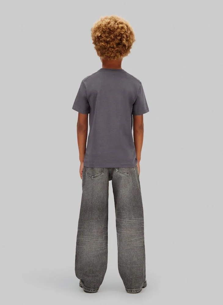 كالفن كلاين جينز تيشيرت بياقة دائرية وشعار الشباب