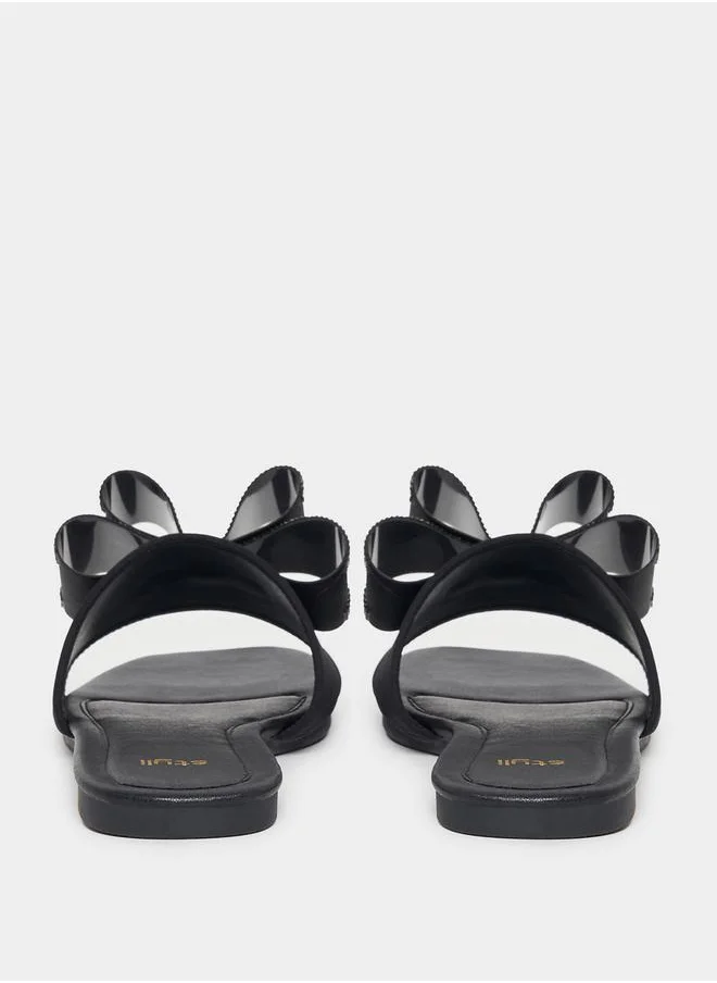 Styli Embellished Bow Design Flat Sandals