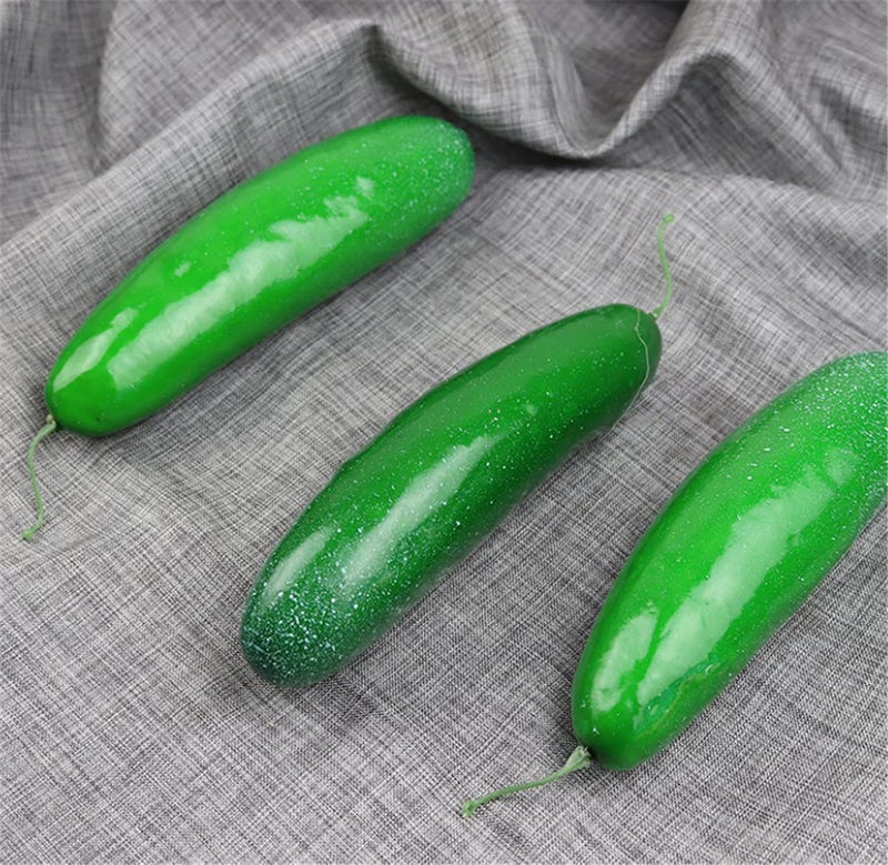 Skyseen 3 Pcs Artificial Lifelike Green Cucumber Fake Vegetable Decoration - Image 3