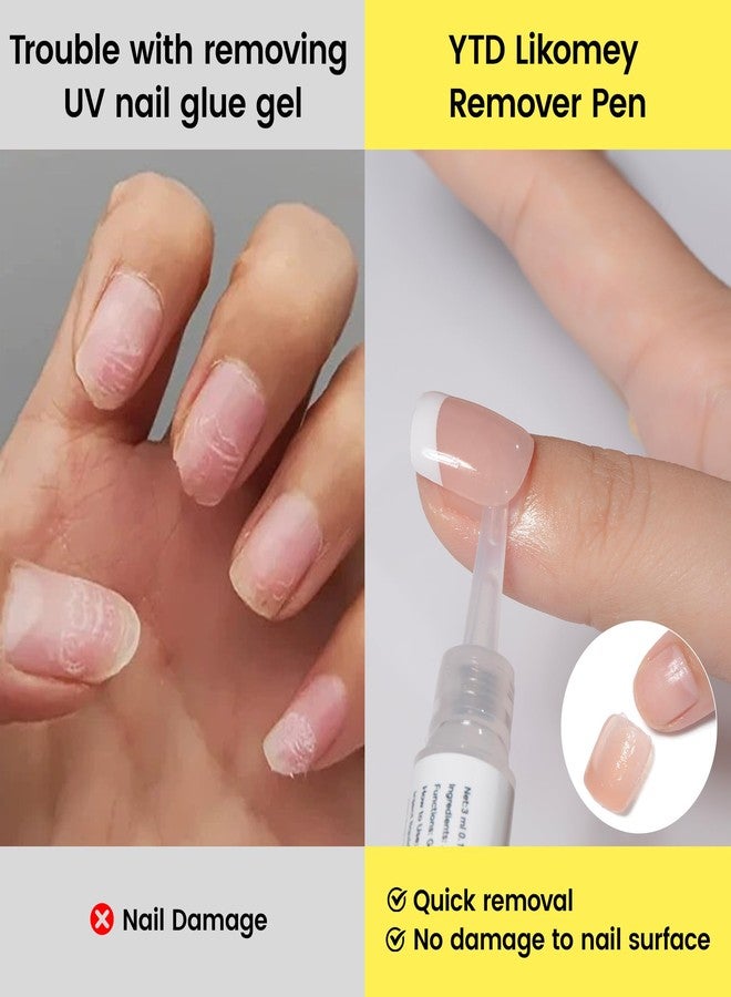 YTD Likomey UV Nail Glue Gel Remover Pen,Click and Remove for Press on Nails,Easy Fast Remove UV Cured Solid Nail Glue Gel on False Nail Tips,Not for Speed Nail Glue,Alcohol Free Acetone Free - Image 2