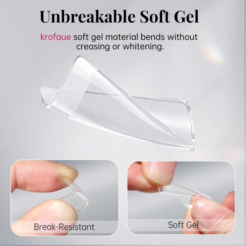 krofaue French Nail Tips - Acrylic Soft Gel False Tips 500PCS Half Cover Square Fake Nails for Women Half Matte French Tip Press on Nails 10 Sizes - Image 4