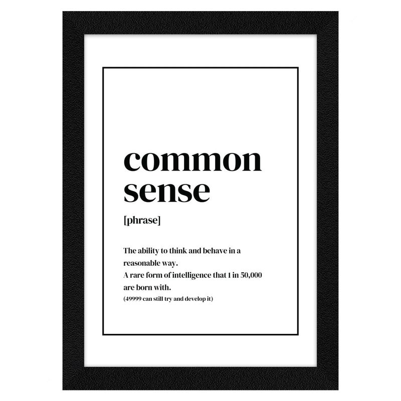 ArtX Paper Common Sense Quirky Office Quotes Motivational Quotes Wall Frames Inspiring Quotes For Home Office and Study Room Decor Multicolor A4 Framed Posters Set of 1 - Image 1