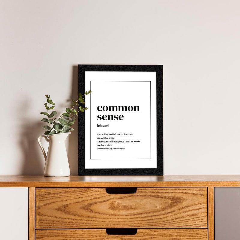 ArtX Paper Common Sense Quirky Office Quotes Motivational Quotes Wall Frames Inspiring Quotes For Home Office and Study Room Decor Multicolor A4 Framed Posters Set of 1 - Image 3